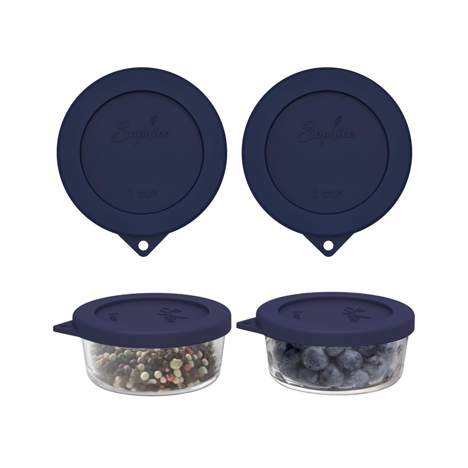 1 Cup Round Silicone Storage Cover Lids Replacement for Anchor Hocking and Pyrex