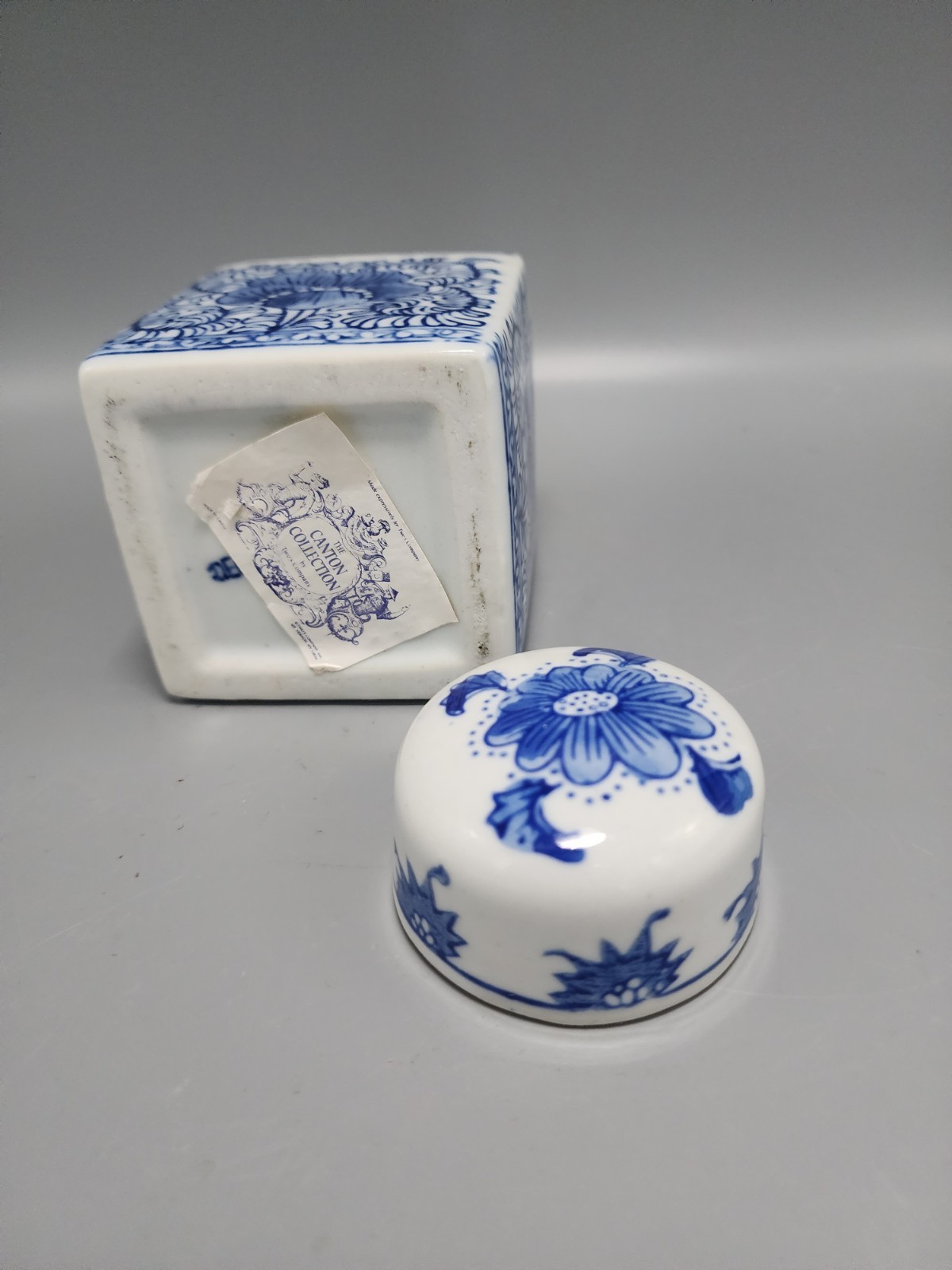 Small Square Blue & White Ginger Jar Canton Collection by Two's Company