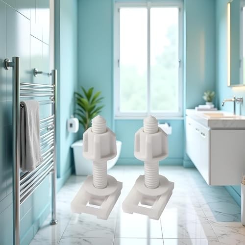 2 Pcs White Universal Plastic Toilet Seat Hinge Bolts, Screws Standard,