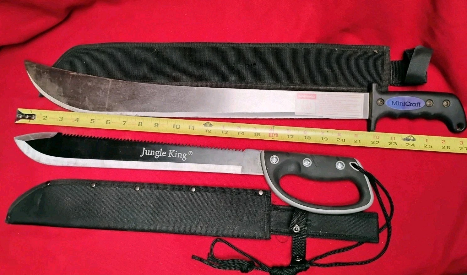 Mechete 2pc lot Mintcraft & Jungle King 21" & 15" blades with sheaths good cond