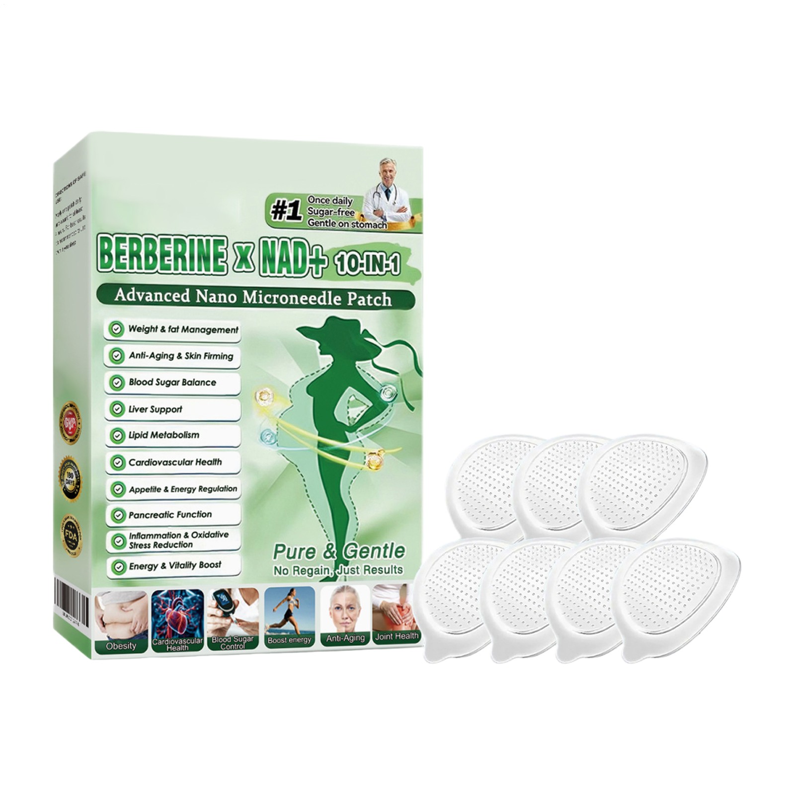 3PACK Moringa Berberine 10-in-1 Advanced Nano Microneedle Patches 7Pcs/Box New