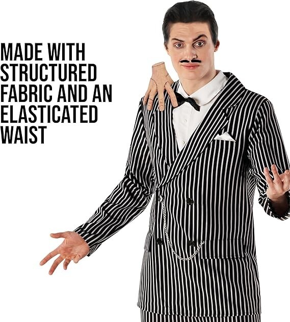 Men`s Gomez Addams Costume Adult Addams Family Pinstripe Gangster Suit Halloween