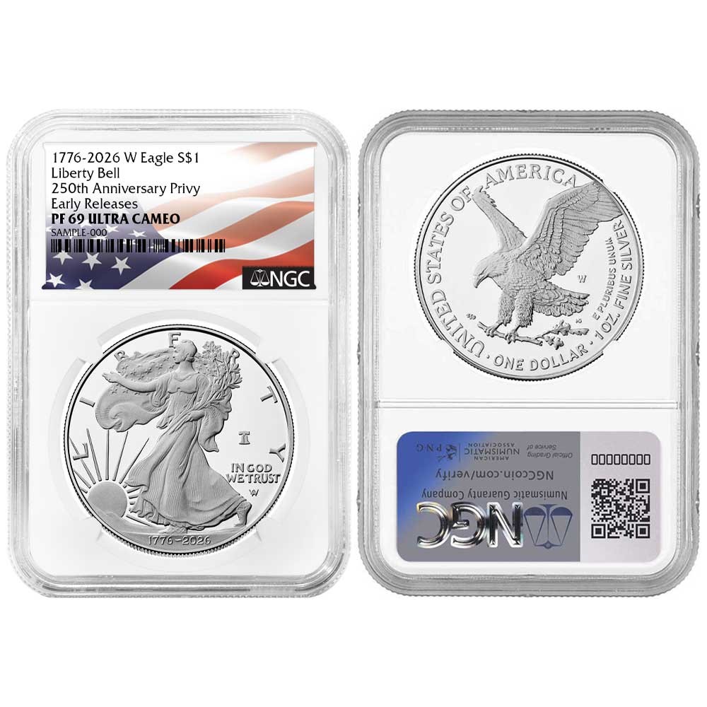 Presale - 2026-W Proof $1 American Silver Eagle NGC PF69UC ER Flag Label