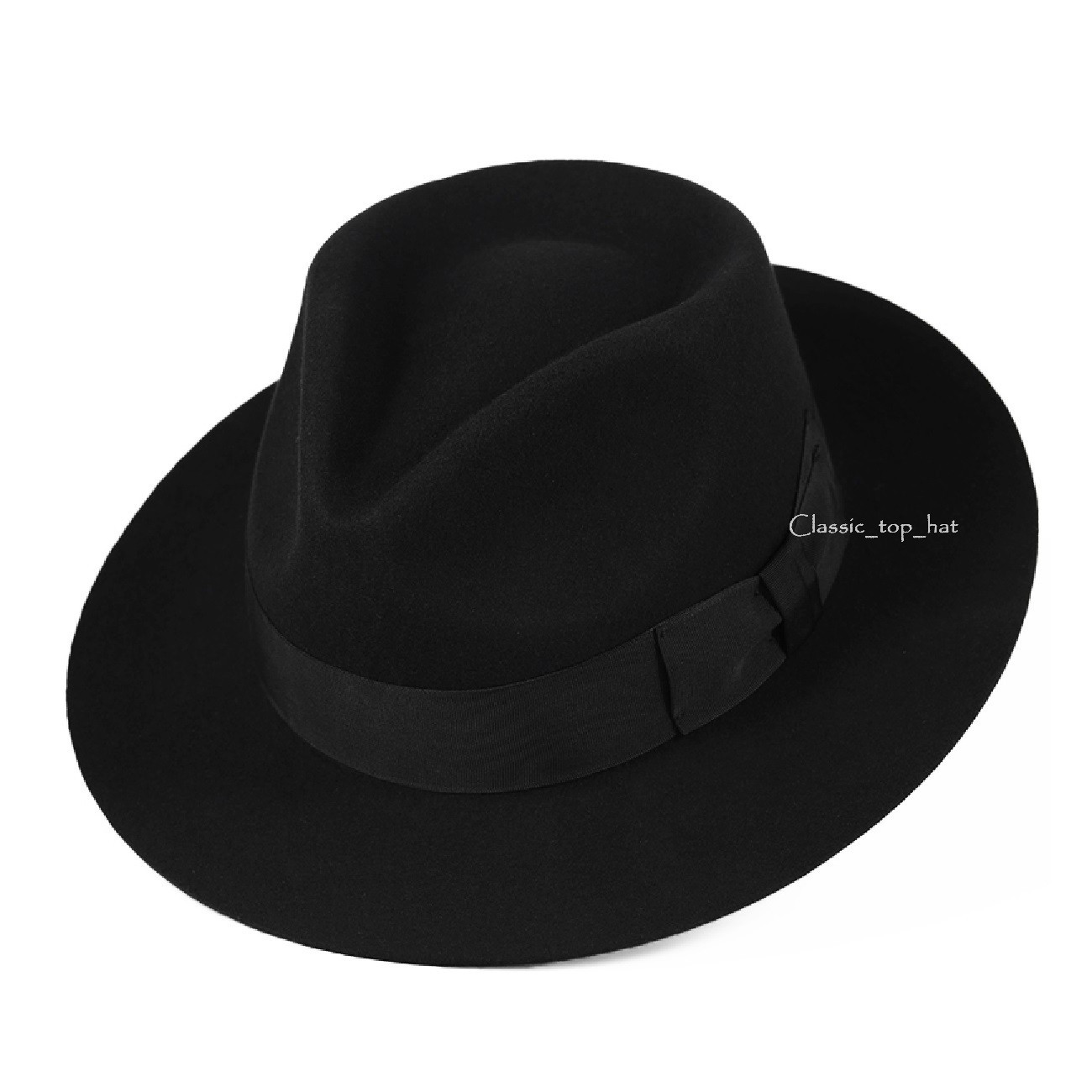 100% Wool Felt Fedora Trilby Hand Made Wider Brim Gents Hat