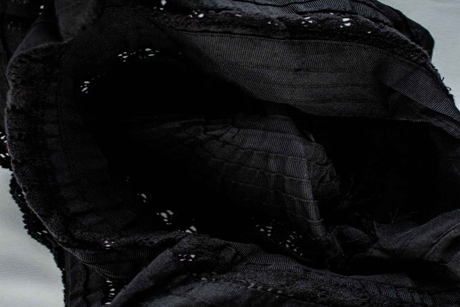 1950's Vintage Black Lace Cotton Women Floppy Bucket Hat Size M 7.1/8