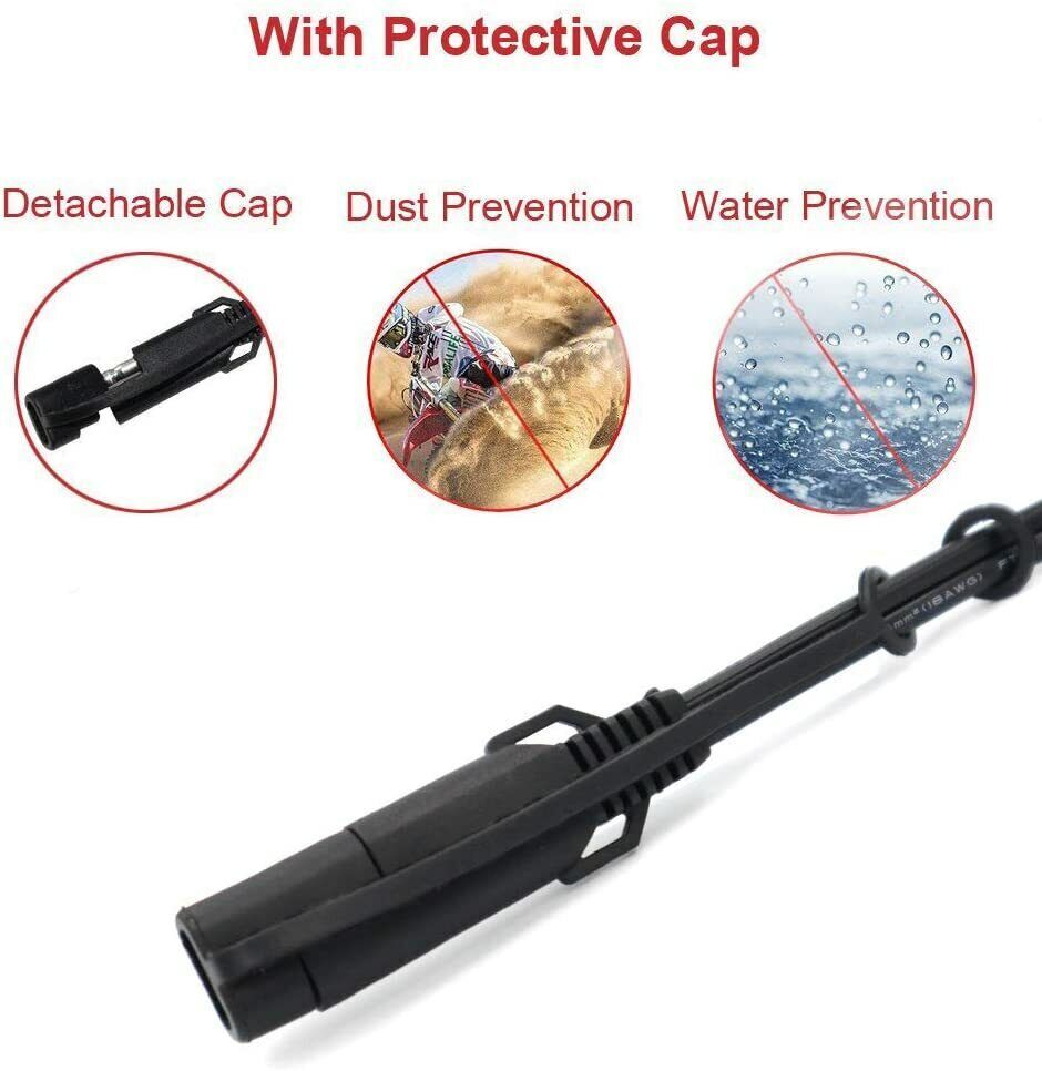 SAE 2Pin Ring Terminal Battery Cord Tender Cable Harness Wire Plug Quick Connect