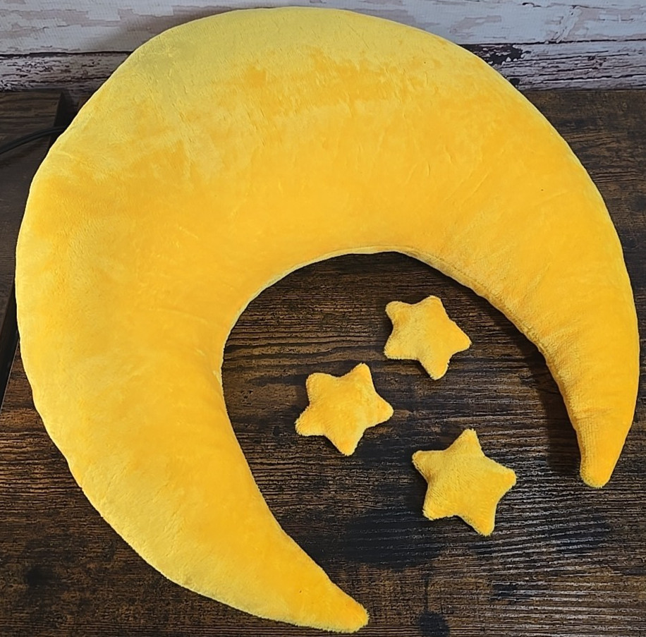 Newborn Photo Prop Moon Pillow & Stars Yellow Love You to the Moon Posing