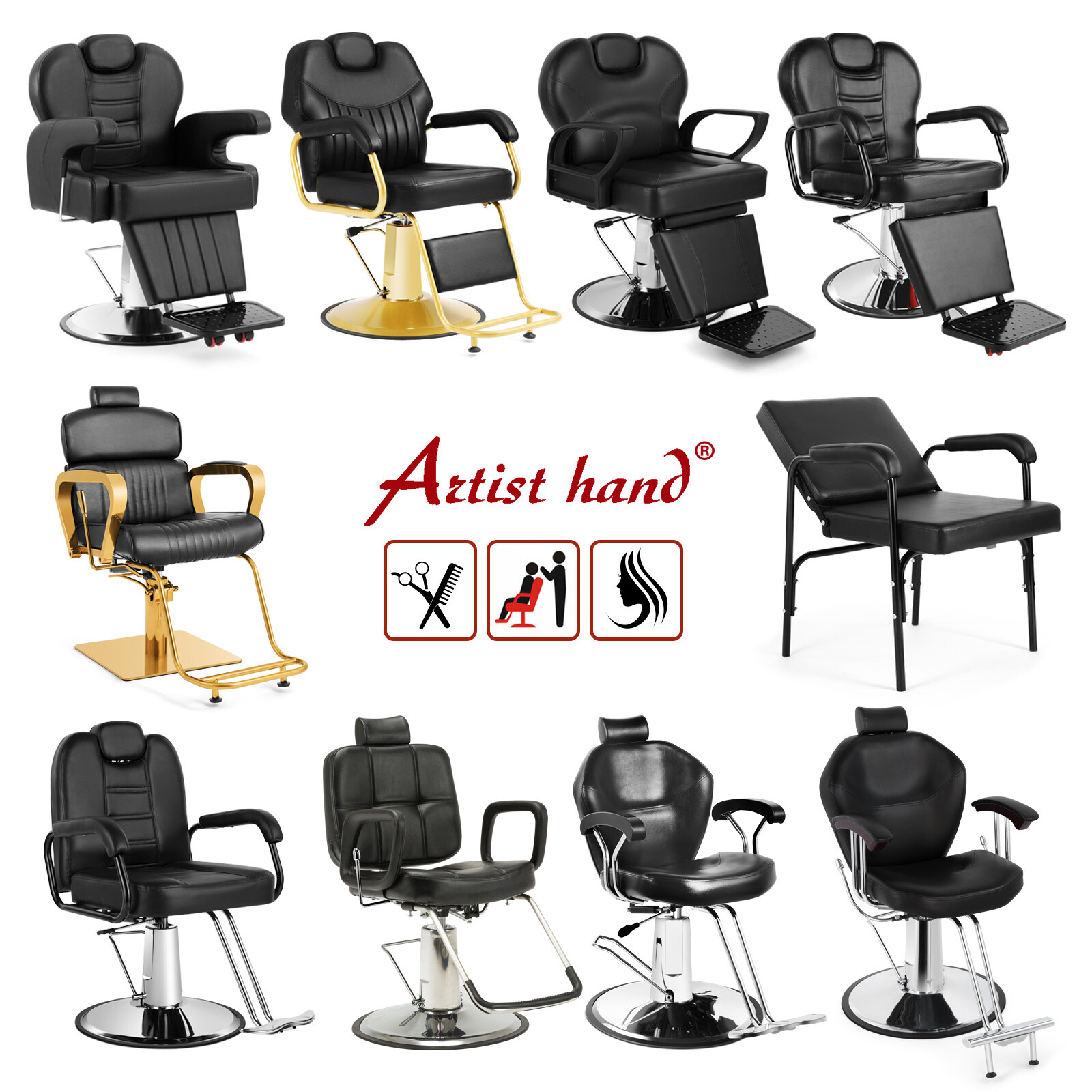 Artist hand Barber Chairs All Purpose Recline Hydraulic Beauty Salon Spa Styling