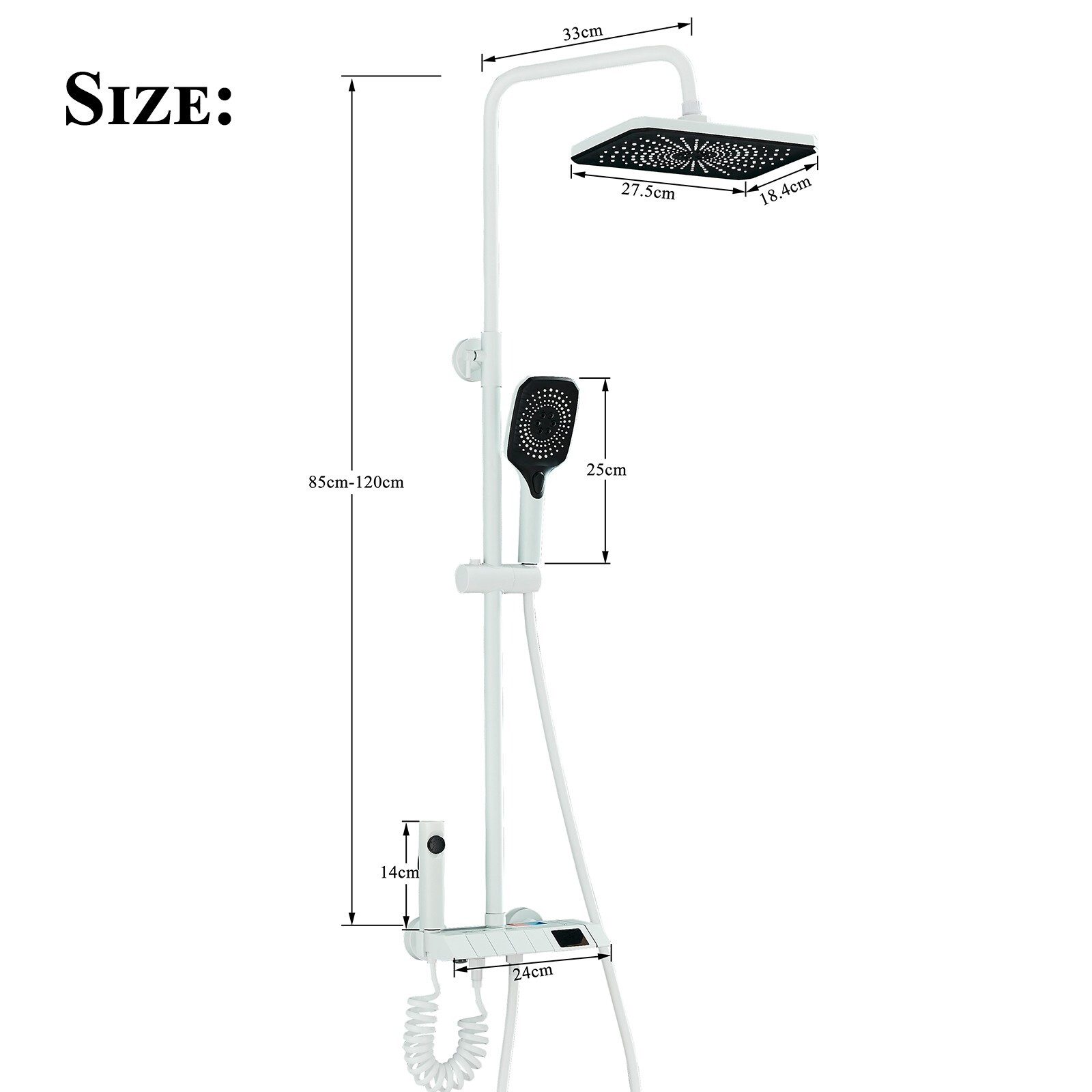 Black Bathroom Rainfall Shower Faucet Set Exposed Shower System with Mixer Valve