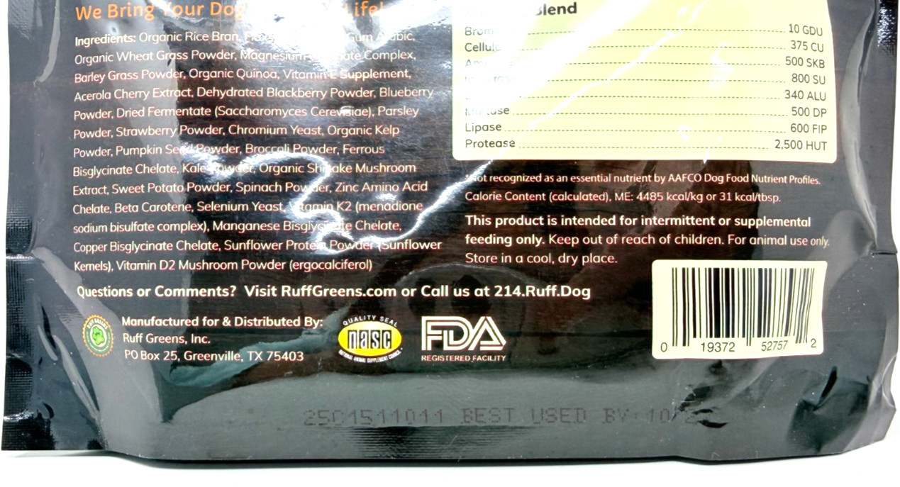 Ruff Greens VitaSmart - Dog Food Meal Enhancement Joint Supplement - 6.9 oz