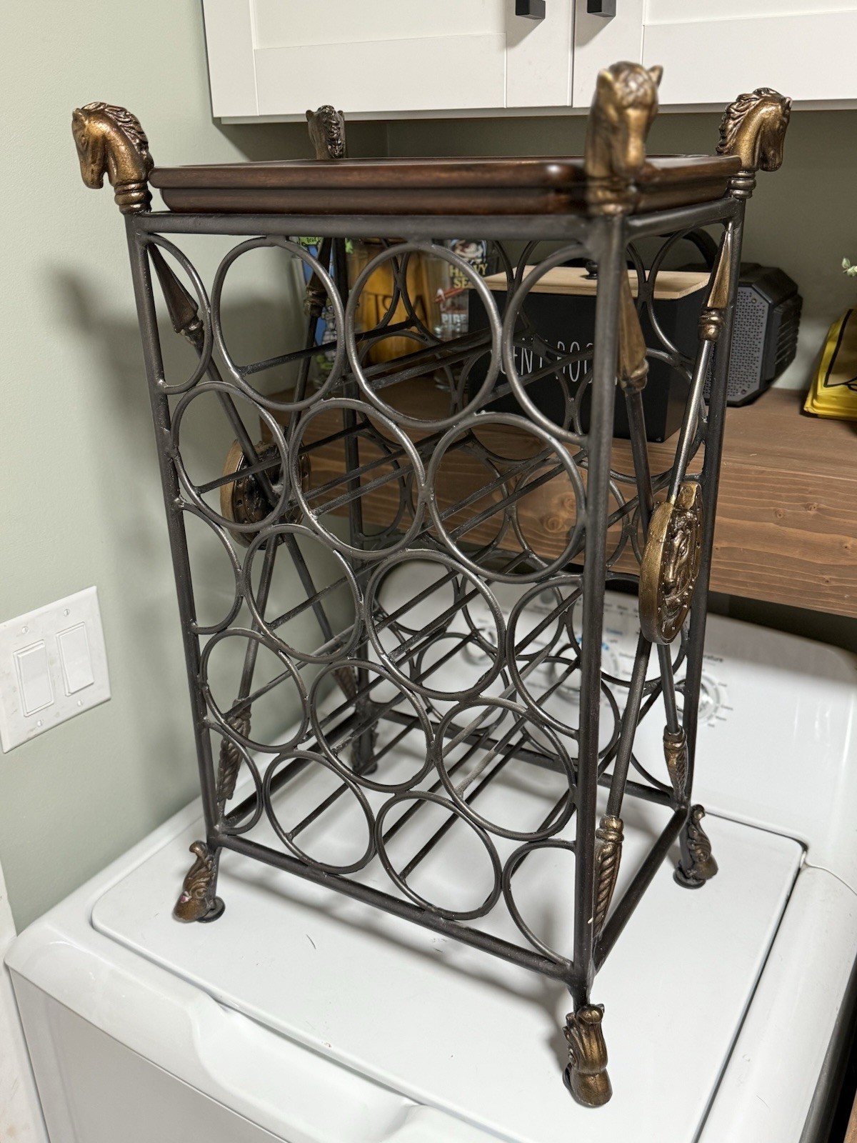 Maitland Smith Horse Head Wine Rack Bronze Finish