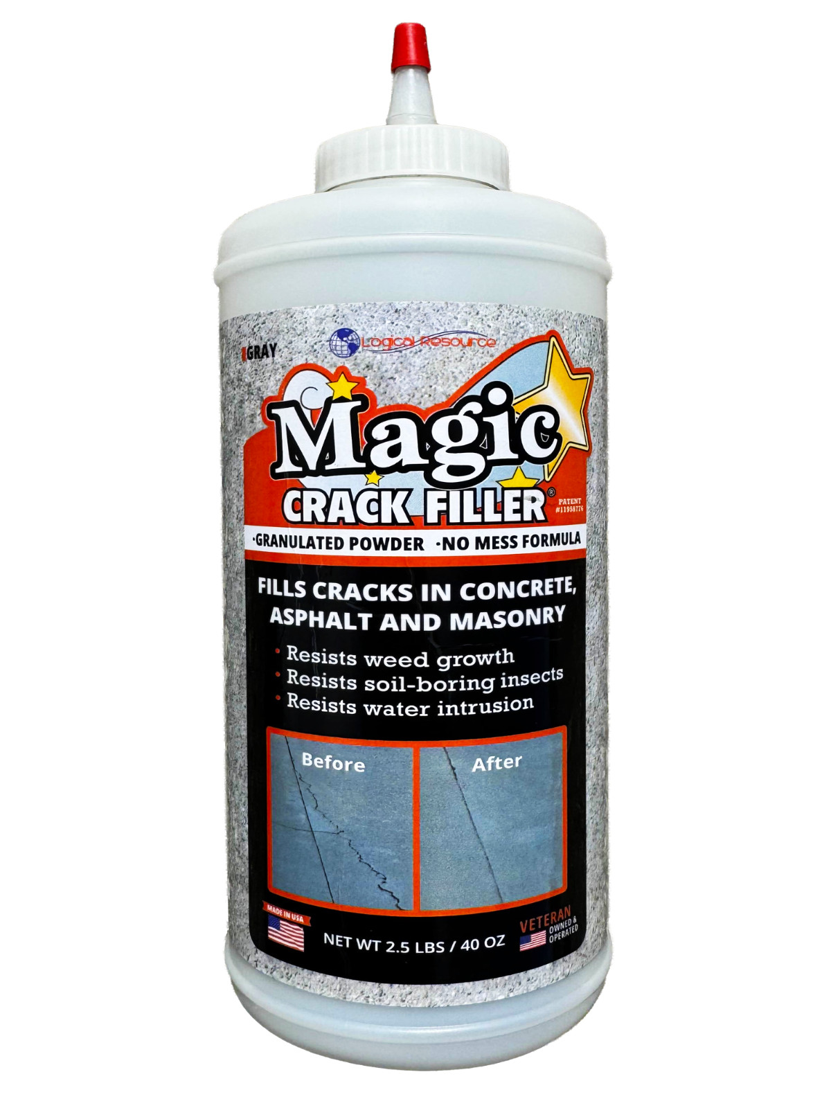 Gray Concrete Magic Crack Filler 2.5LB Bottle, Fill Cracks in Concrete Easily