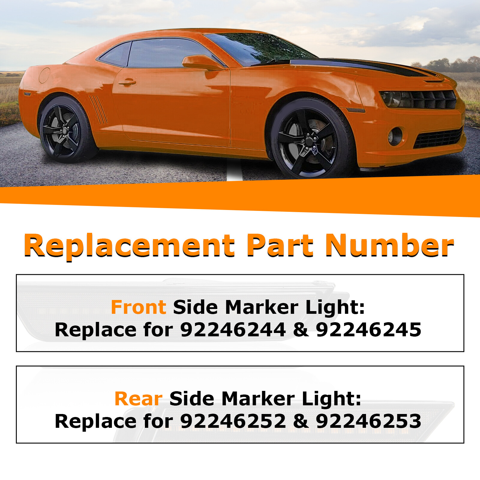 4PCS LED Bumper Side Smoked Marker Light Lamps Set For 2010-2015 Chevy Camaro