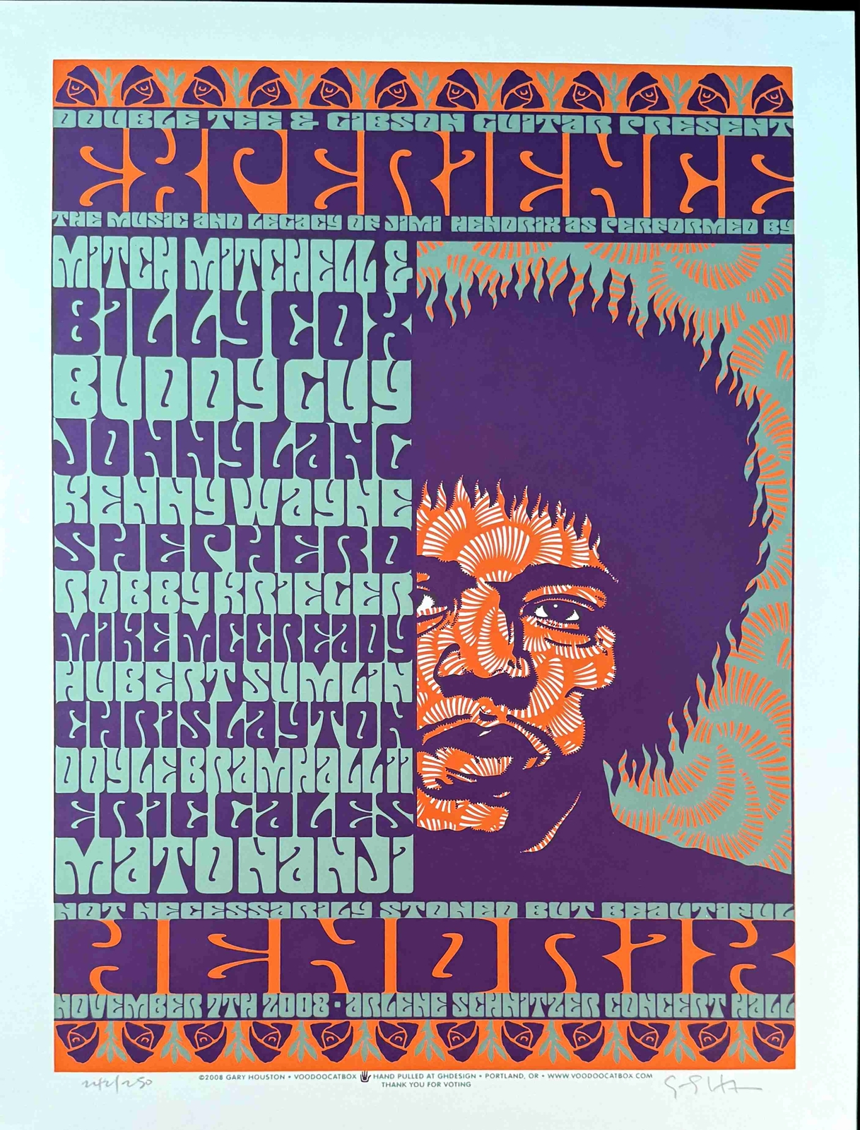 Experience Hendrix Jimi Poster Mitch Mitchell's final show Signed Gary Houston