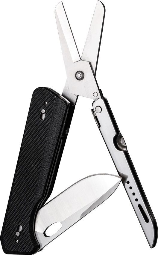 ROXON KS Multi Tool Black With Large Interchangeable Blade Scissors Pocket Clip