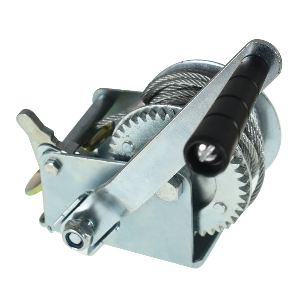 800lbs Hand Winch Hand Crank Strap Gear Winch ATV Boat Trailer With 26ft Cable