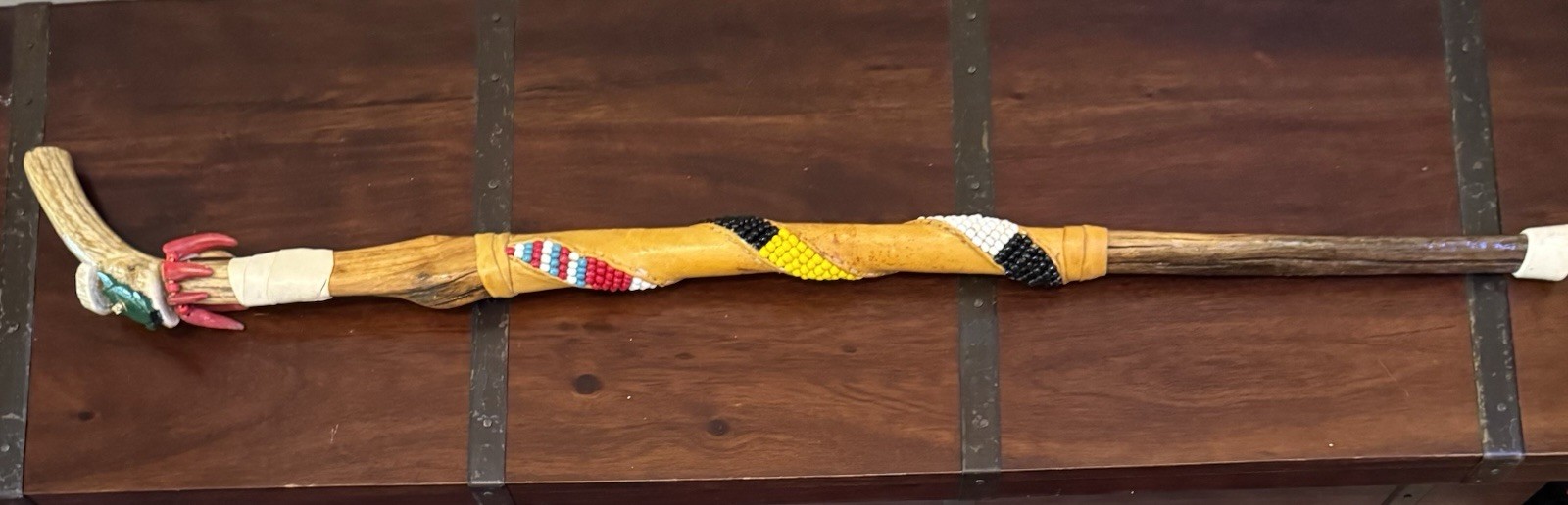 Vintage Handmade Unique Rare Indian Walking Cane Menominee Indian Tribe 41” Long