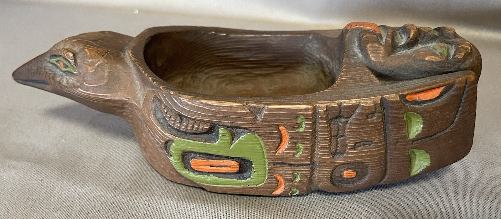 Antique Northwest Coast Carved Reproduction Grease Bowl, Estate Collection