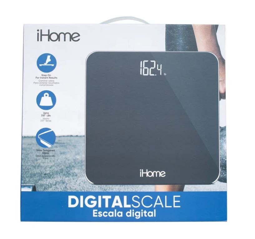 Digital Battery Powered Bathroom Scale 397 lbs FSA and HSA Eligible, Black