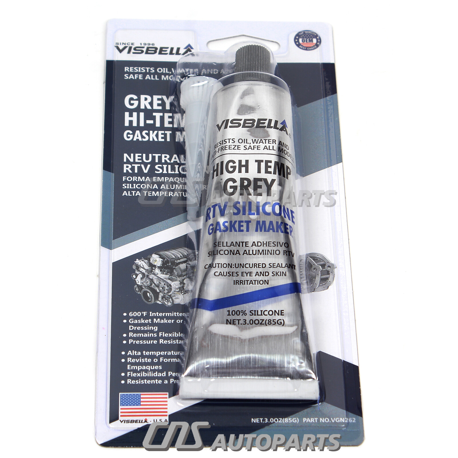 High-Temp Grey RTV Silicone Gasket Maker VISBELLA Sealant for Valve covers (3oz)