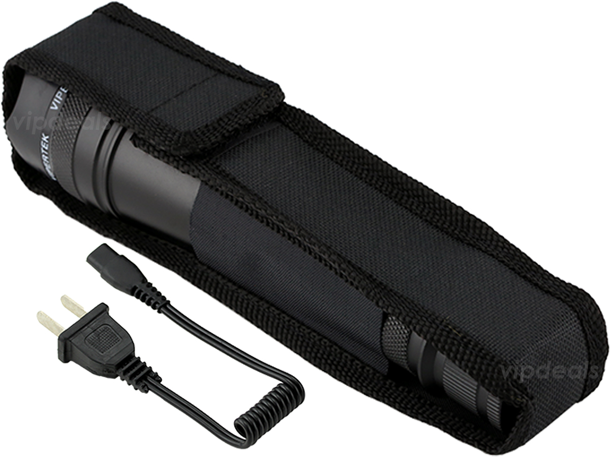 VIPERTEK Stun Gun VTS-195 - 500 BV Metal Heavy Duty Rechargeable LED Flashlight