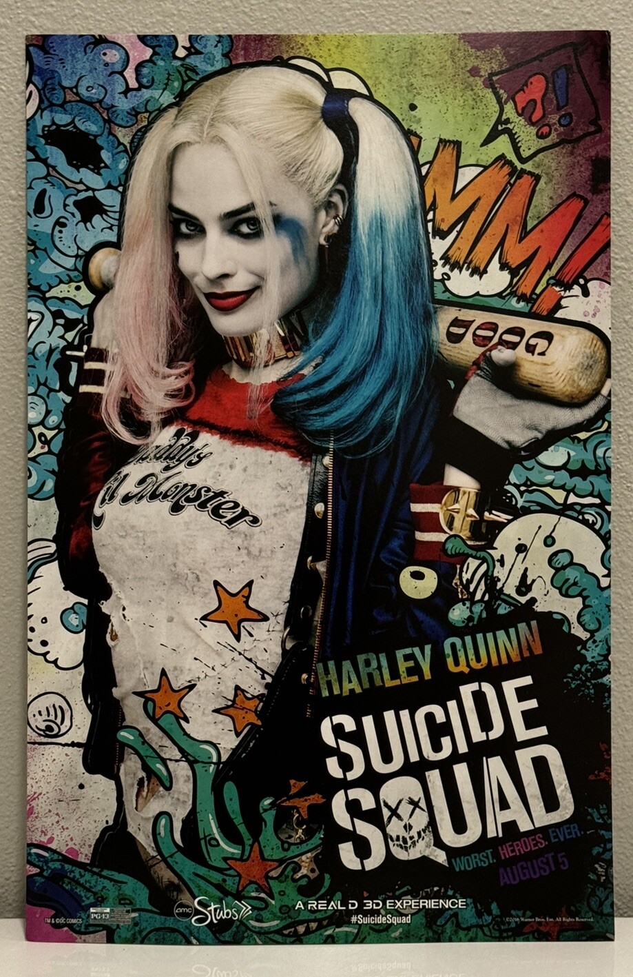 Harley Quinn Suicide Squad Movie Poster Margot Robbie AMC Exclusive DC 17”x11”