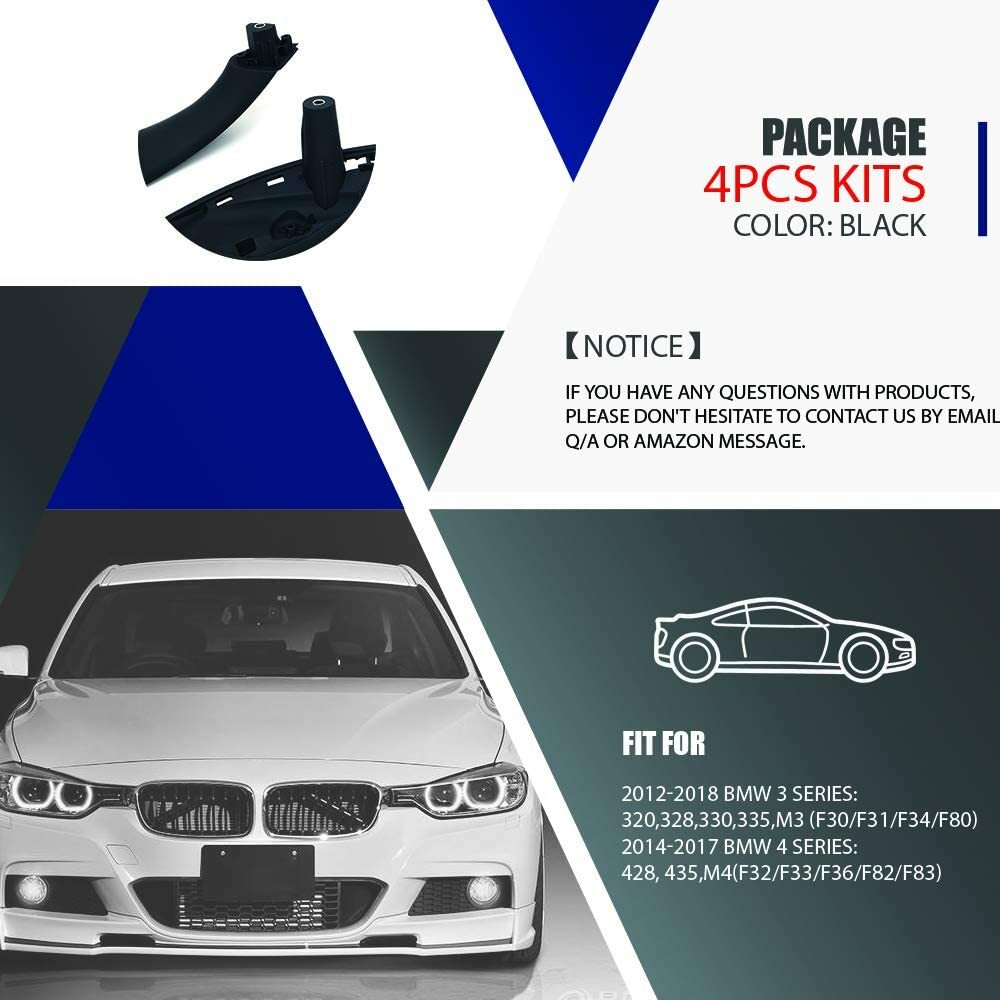 4 Pcs For BMW F30 F80 F31 Front Left & Right Inner Trim Door Pull Handle Black