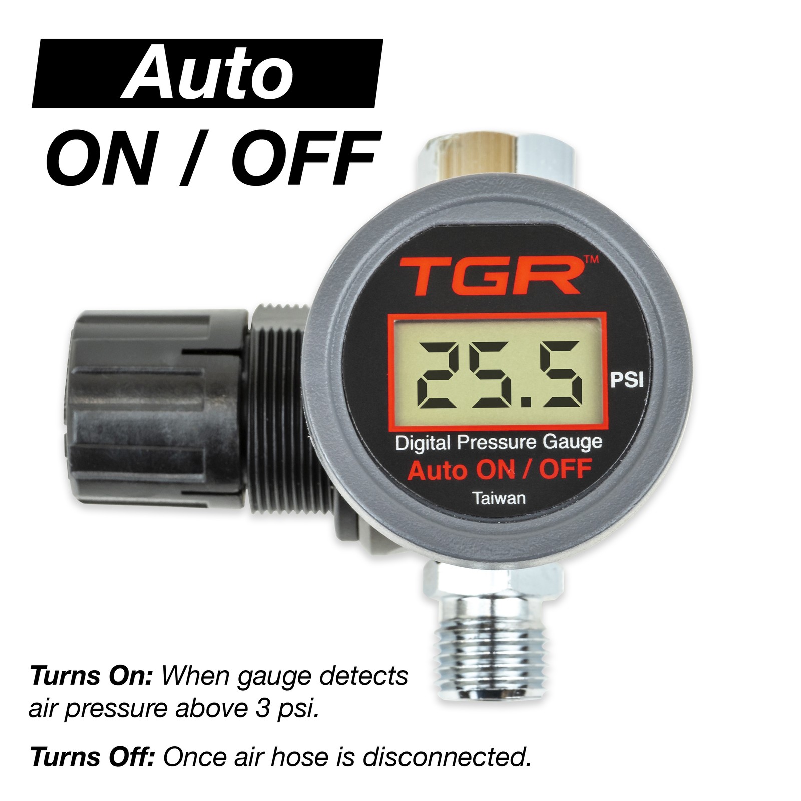 HVLP Spray Gun Air Regulator with Digital Pressure Gauge and Diaphragm Control