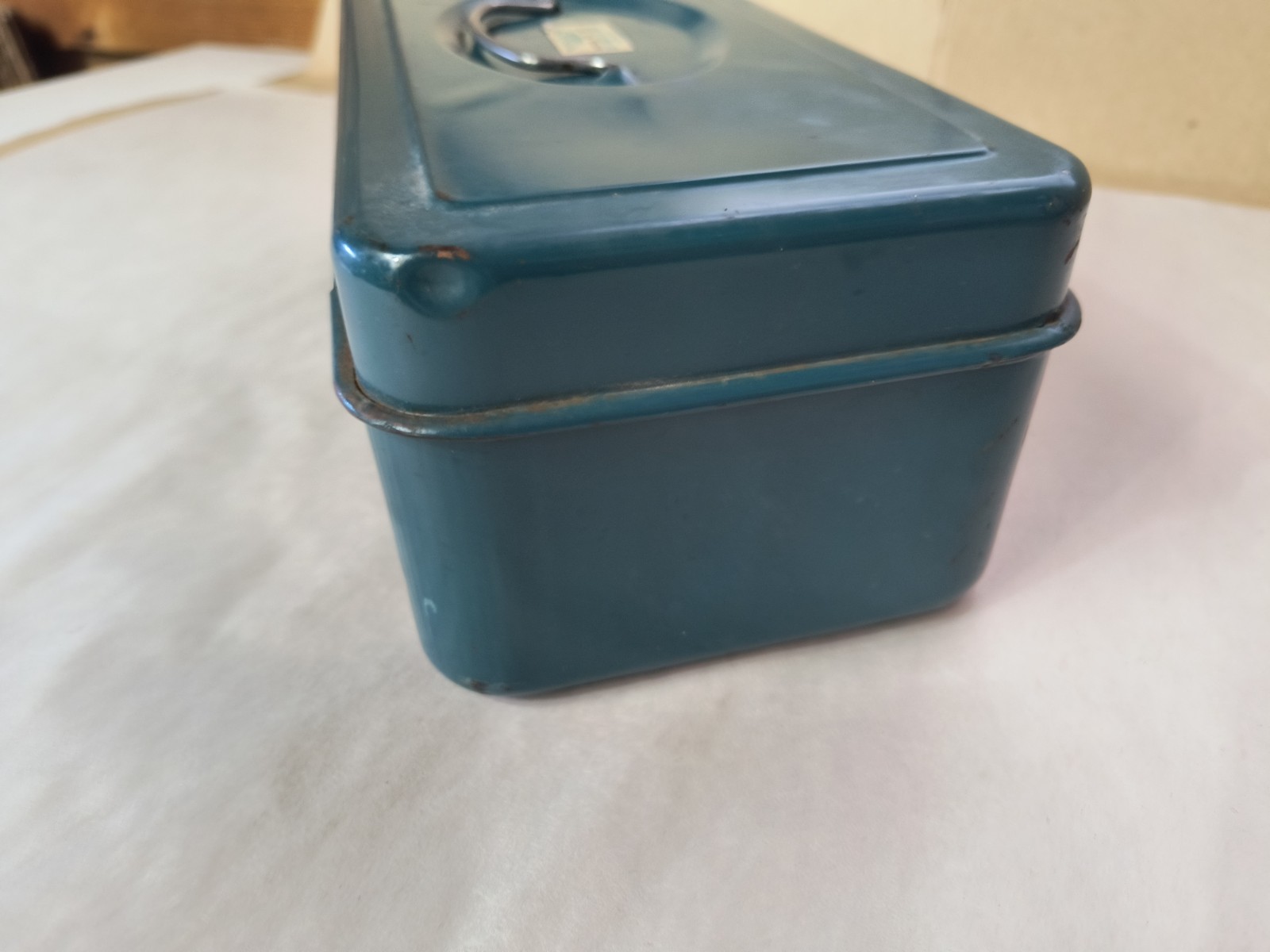 Vintage Union Chests Metal Tool Box Teal Blue Green Model NO 2011