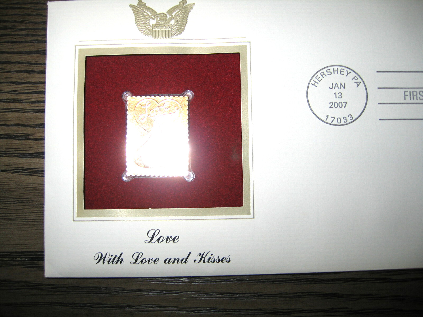 2007 With Love and Kisses Replica FDC Gold Golden Cover Stamp