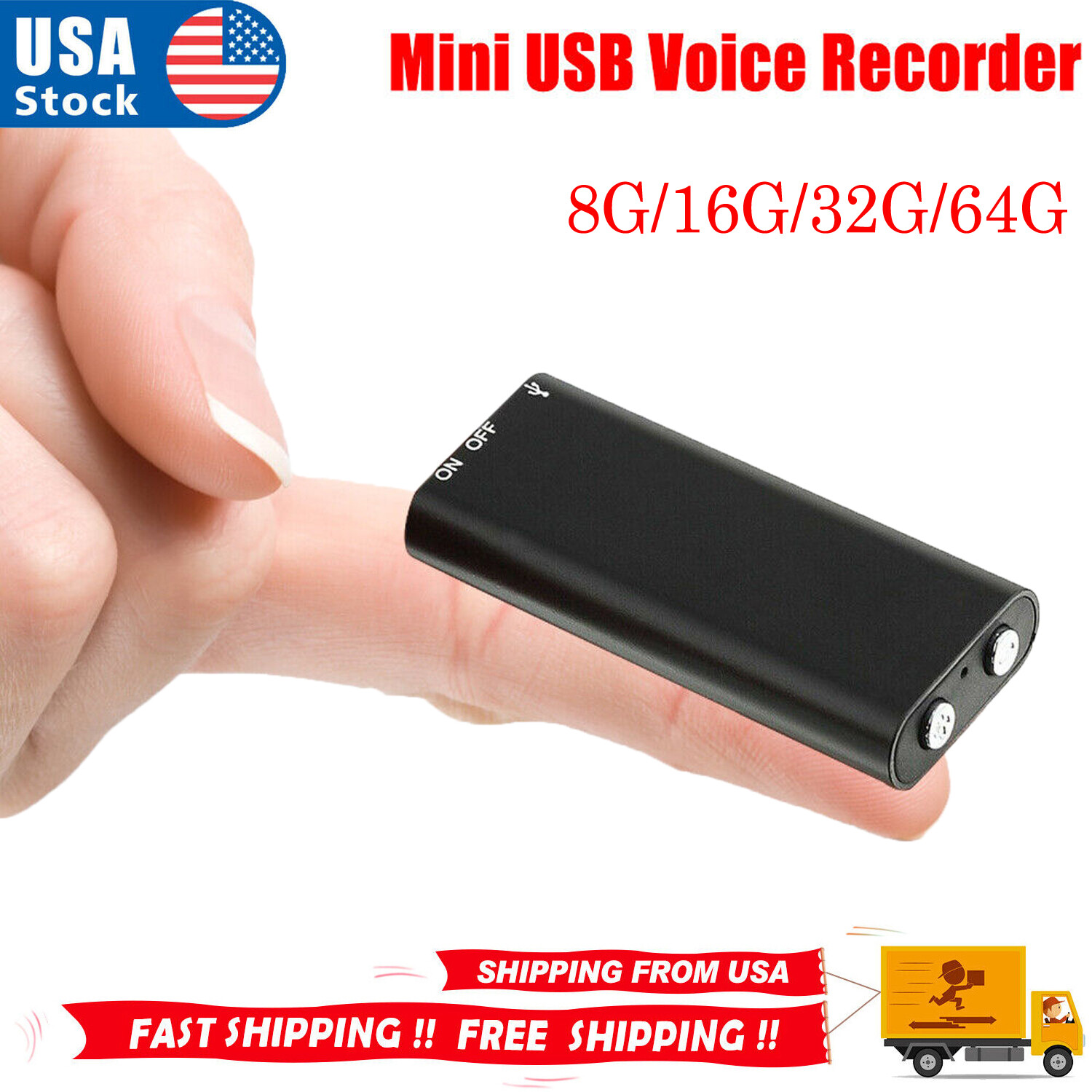 8/16/32GB Mini Spy Audio Recorder Voice Activated Office Listening Device 352Hrs