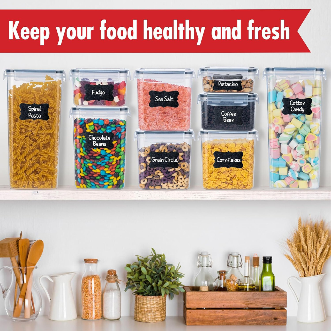 30 Pack Airtight Food Storage Containers for Kitchen Pantry Organization