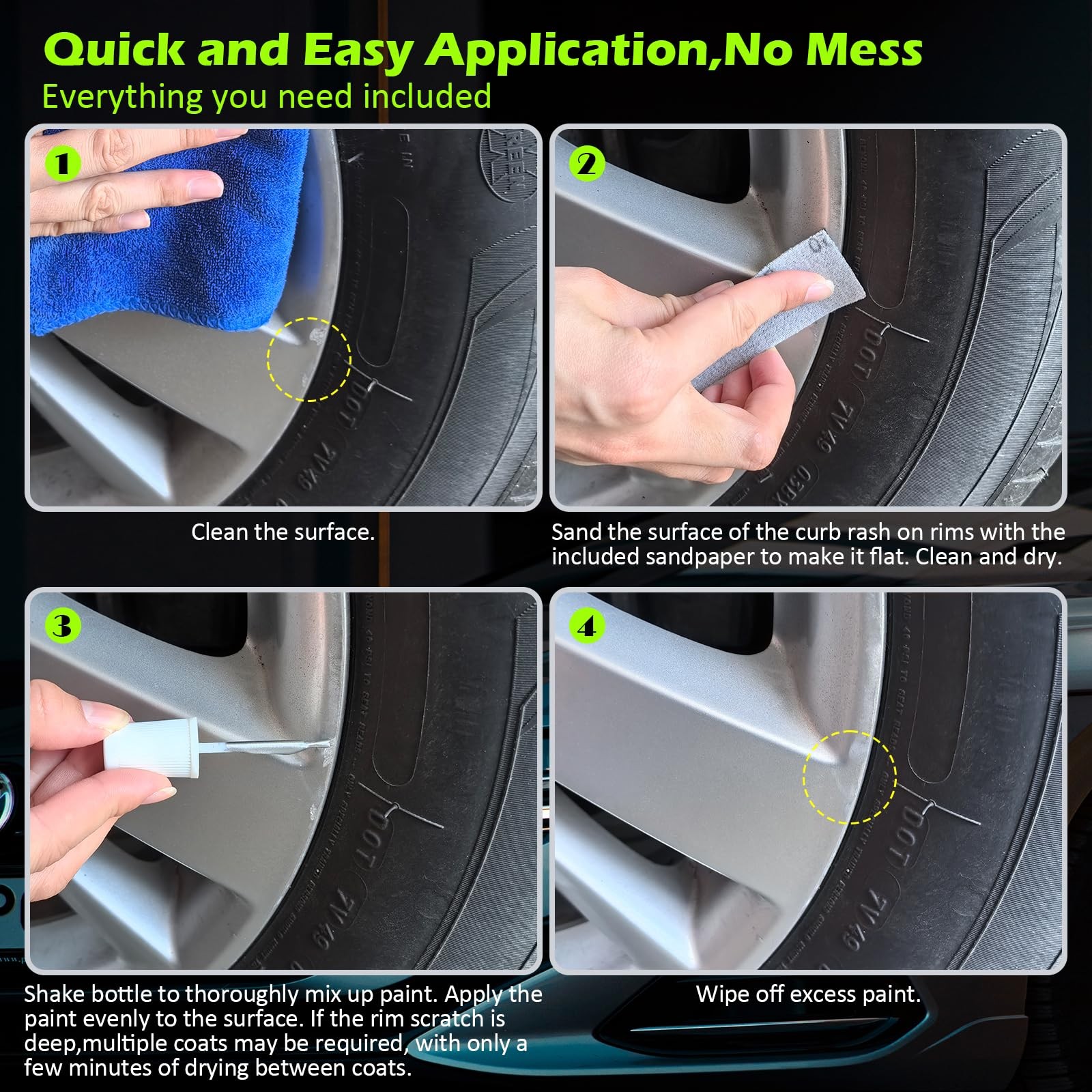 Touch Up Paint Kit For Universal Silver Rim Paint Professional Finish Kit