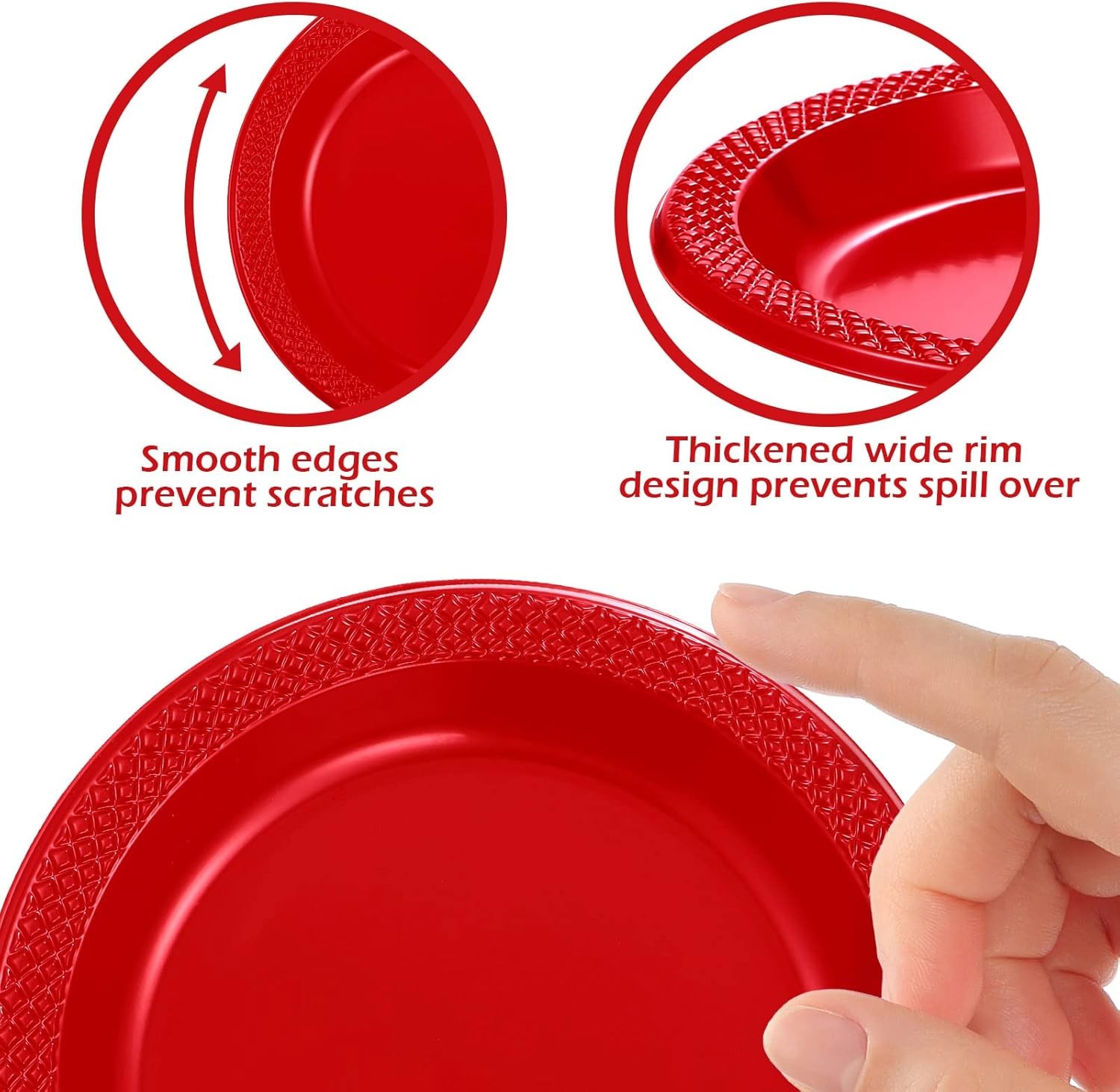 Bulk Red Round Plates - 6 Inch Disposable Dinnerware for All Occasions