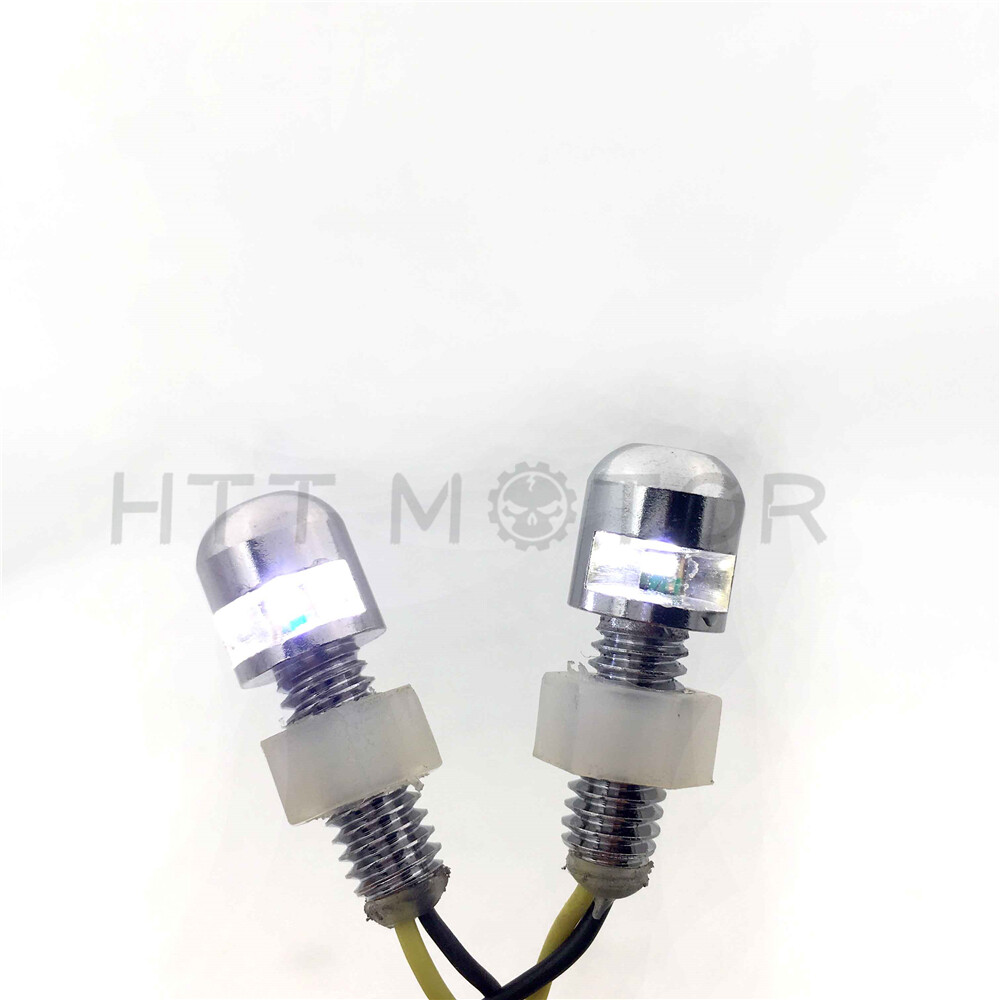 Motorcycle Chrome Universal Led License Tag Plate Bolt Lights
