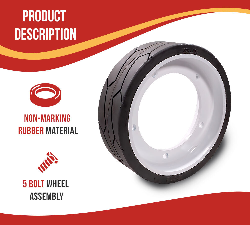 4Pk JLG 2915012 Non-Marking Rubber Scissor Lift Tire & Bolts, Fits 1930ES,1230ES