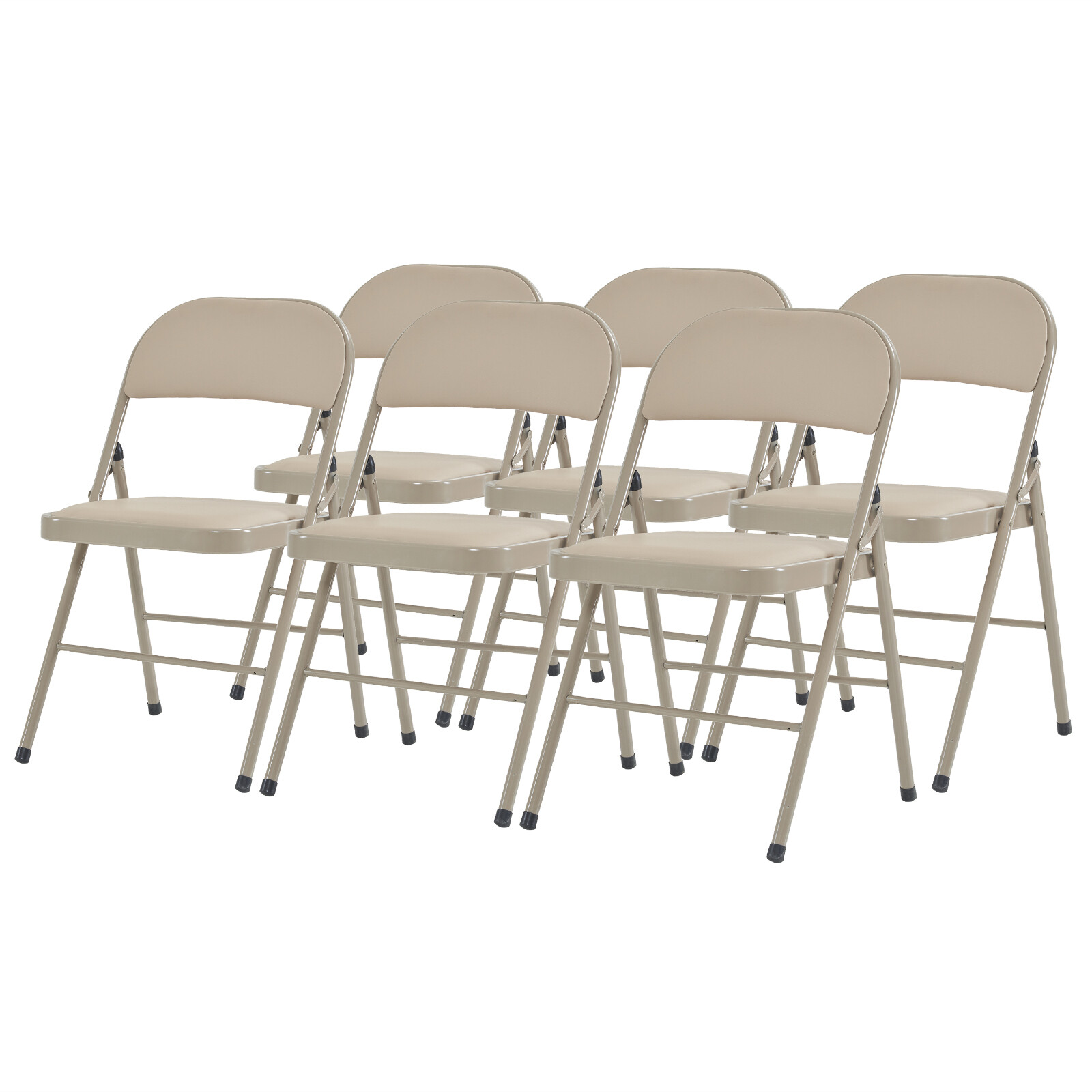 6 PCS Folding Chairs with High-Quality Padded Fabric Seat Heavy Duty Metal Frame