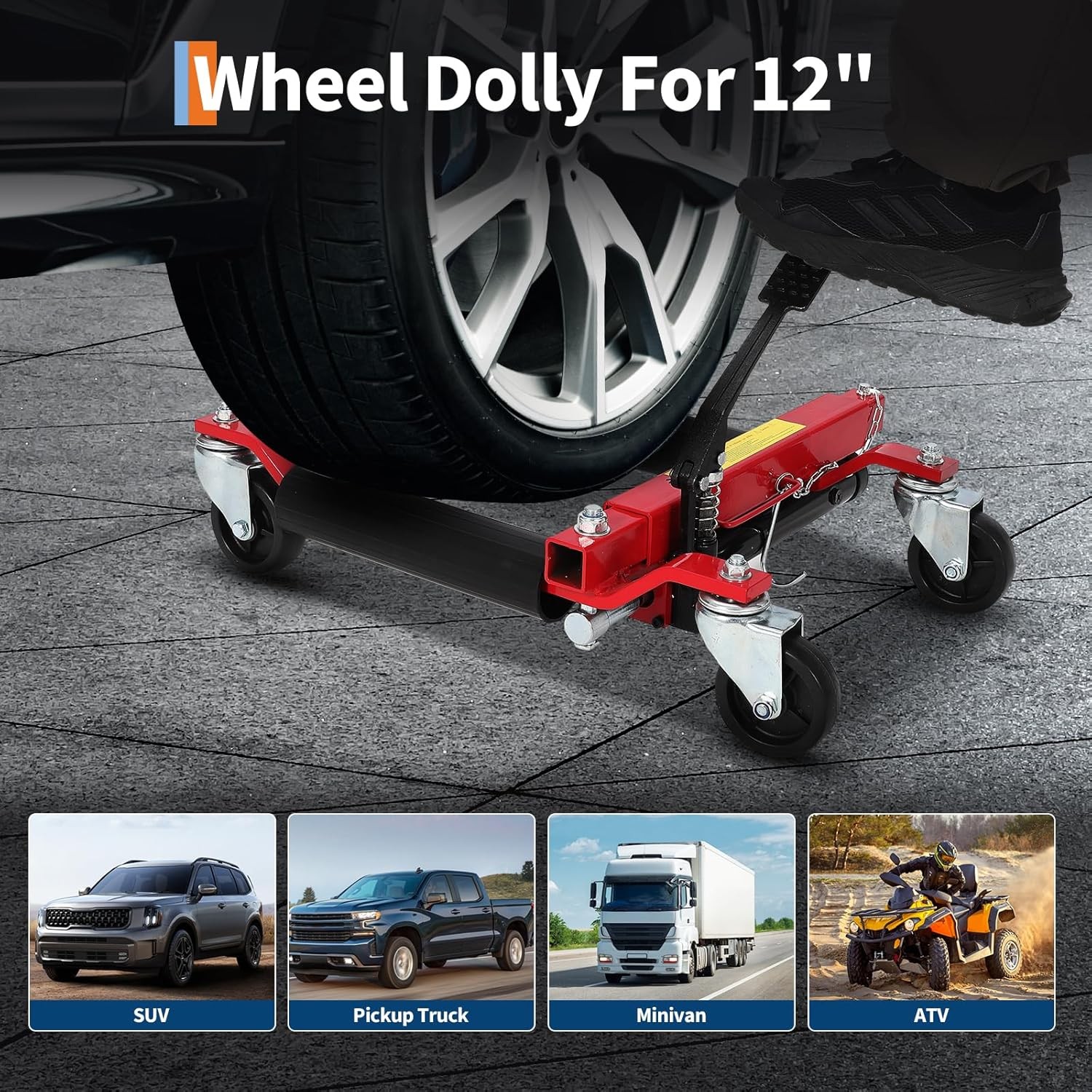 2 Hydraulic Wheel Dollies, 1500LB Capacity Each for Vehicle Moving & Tire Change