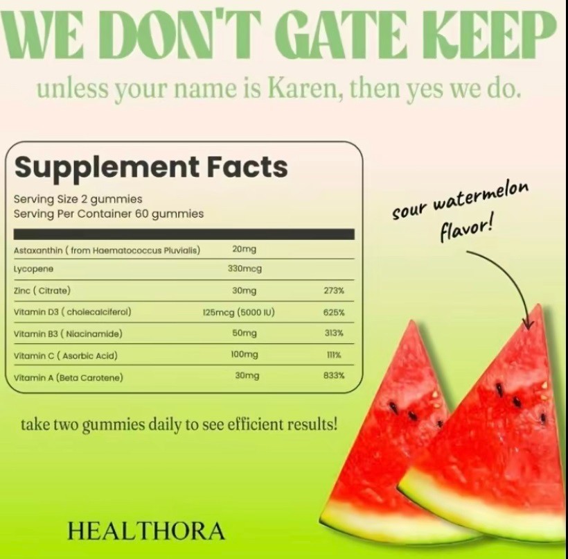 Daily Tanning Gummies, Natural Tanning Supplement with Astaxanthin & Lycopene