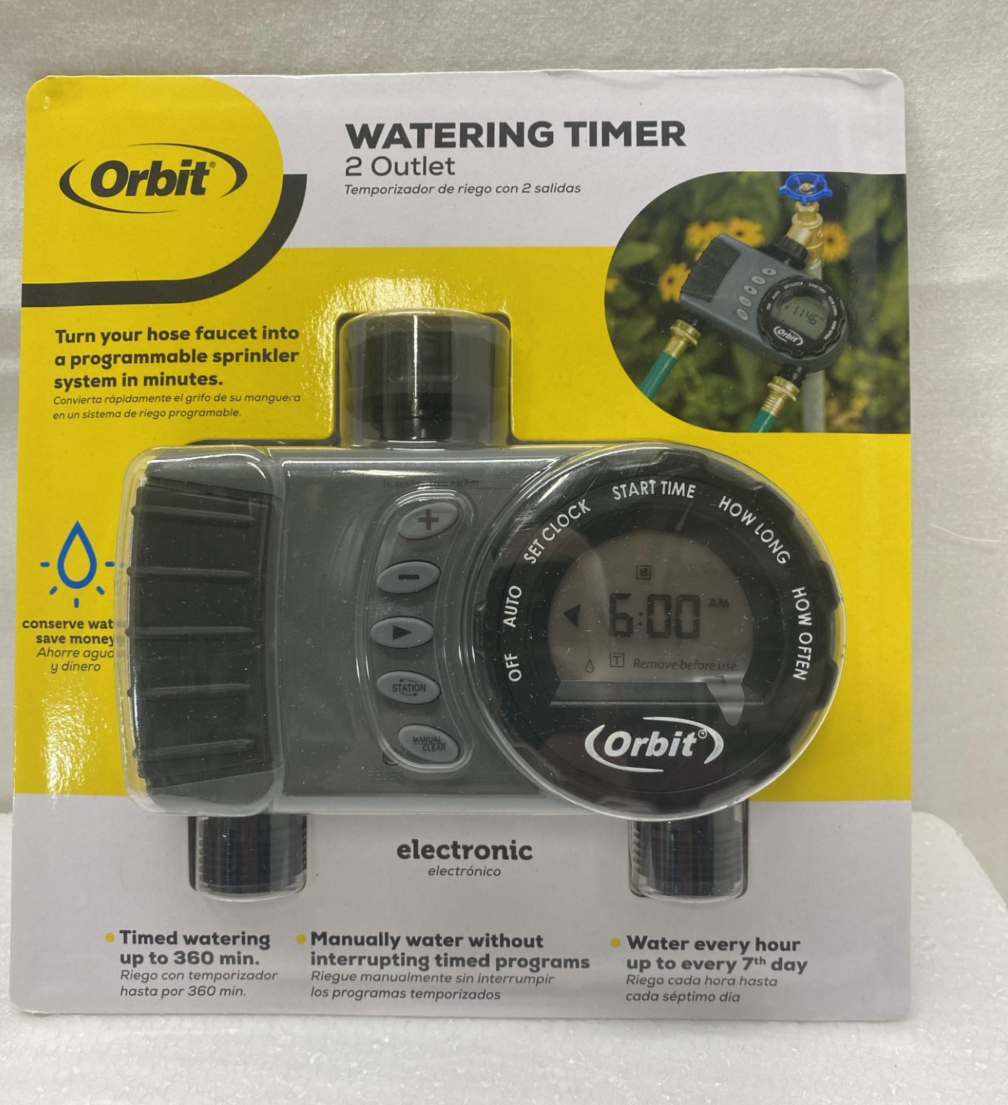 ORBIT #24713 PROGRAMMABLE WATERING TIMER. 2 HOSE CONTROL. NEW IN PACKAGE.