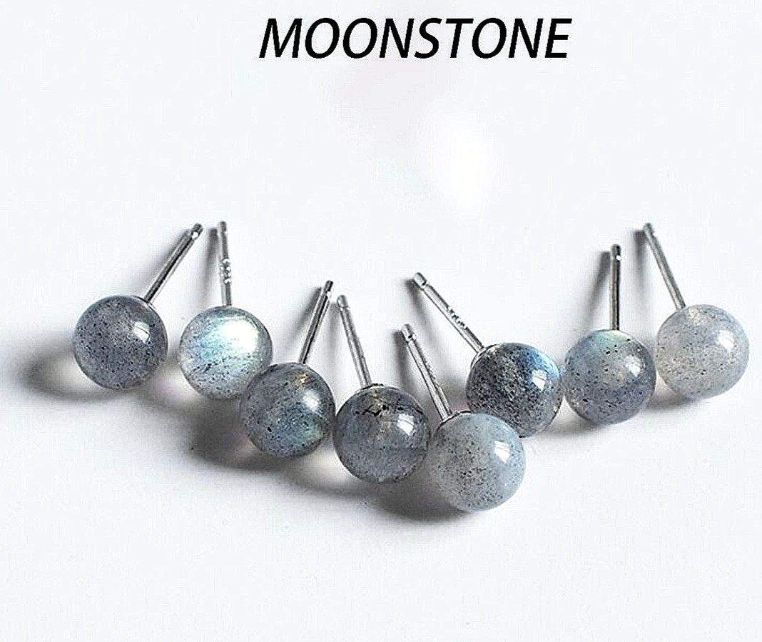 Natural Moonstone Simple and Delicate Earrings for Women Healing Crystal Jewelry