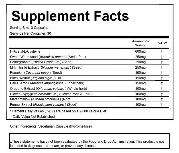 PURE Parasite Cleanse, Detox, Wormwood, Black Walnut, NAC, 90 Caps, USA!