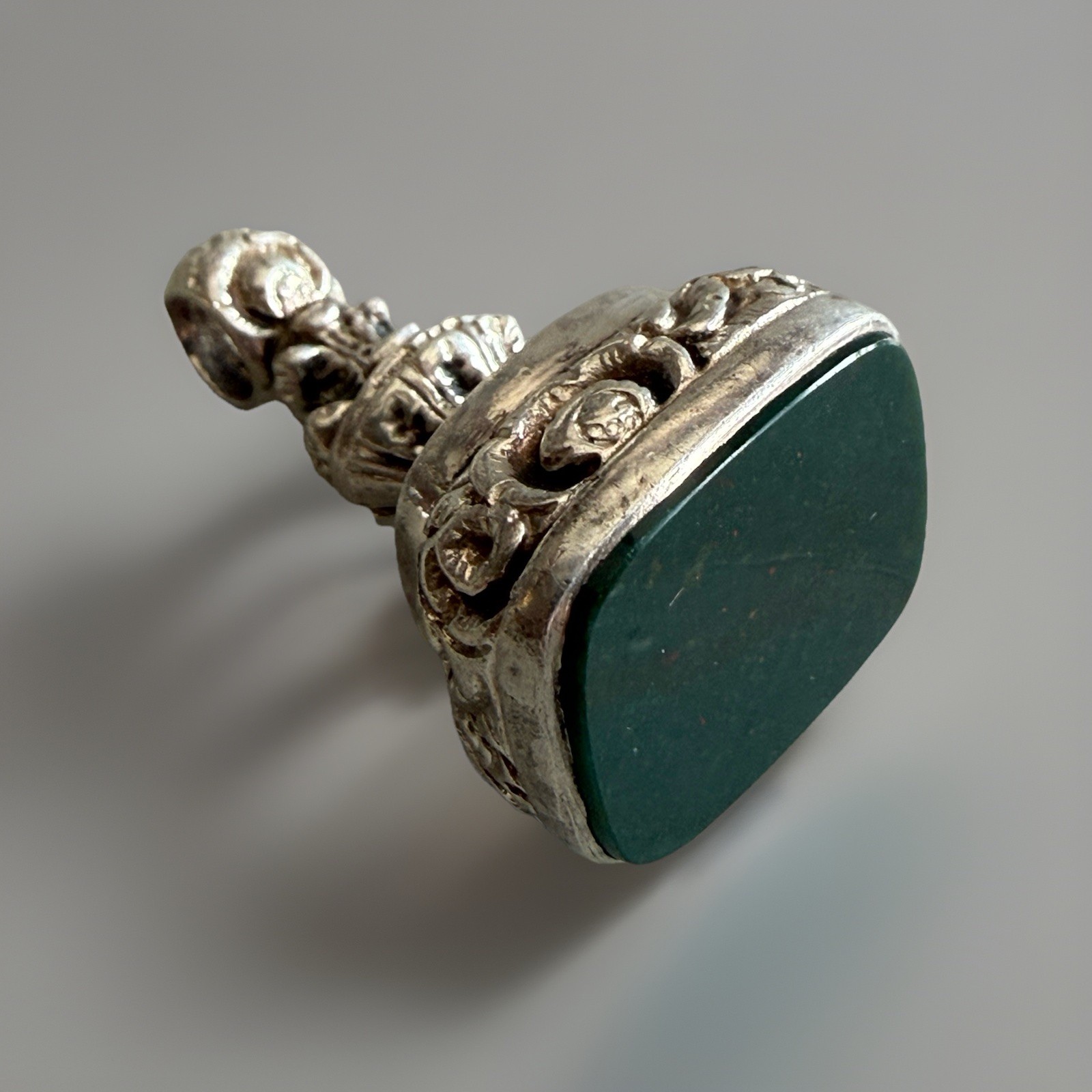Antique English Sterling & Bloodstone Fob/Seal, London 1919