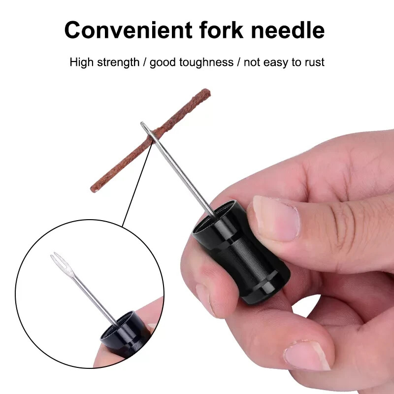 Bicycle Tire Repair Tool Emergency Plug Kit Tubeless Portable Flat Fix Container