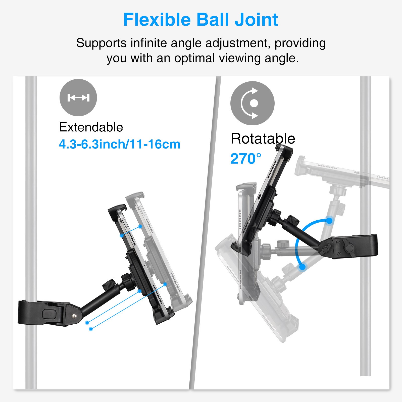 Mic Stand Adjustable Microphone Phone Holder Mount iPad iPhone All 4.7-13.5 Inch