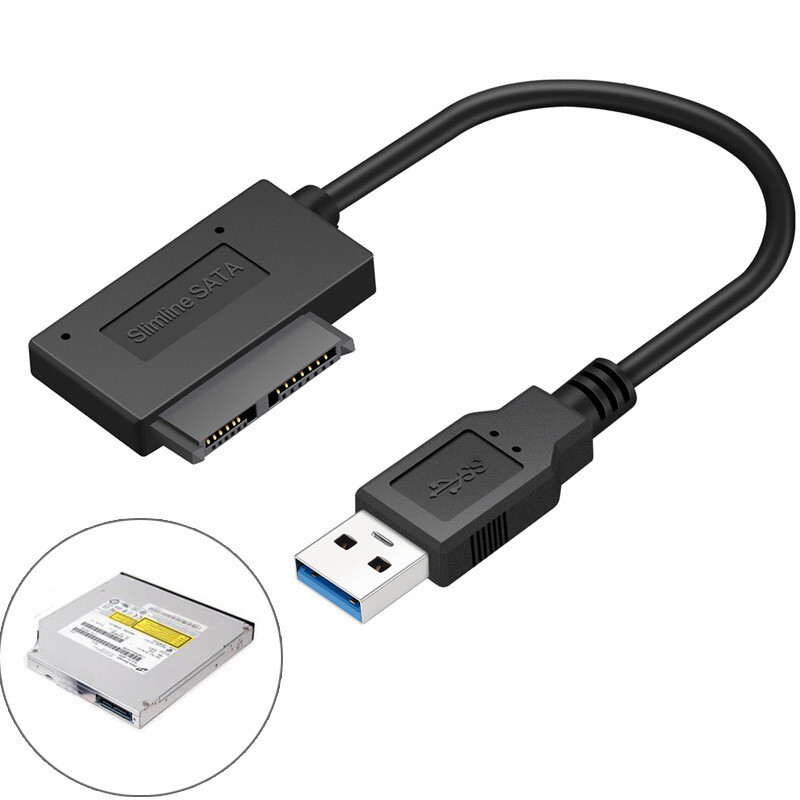 USB3.0 to SATA7+6Pin 13 Pin Slimline Sata Cable for Laptop CD DVD ROM Drive o