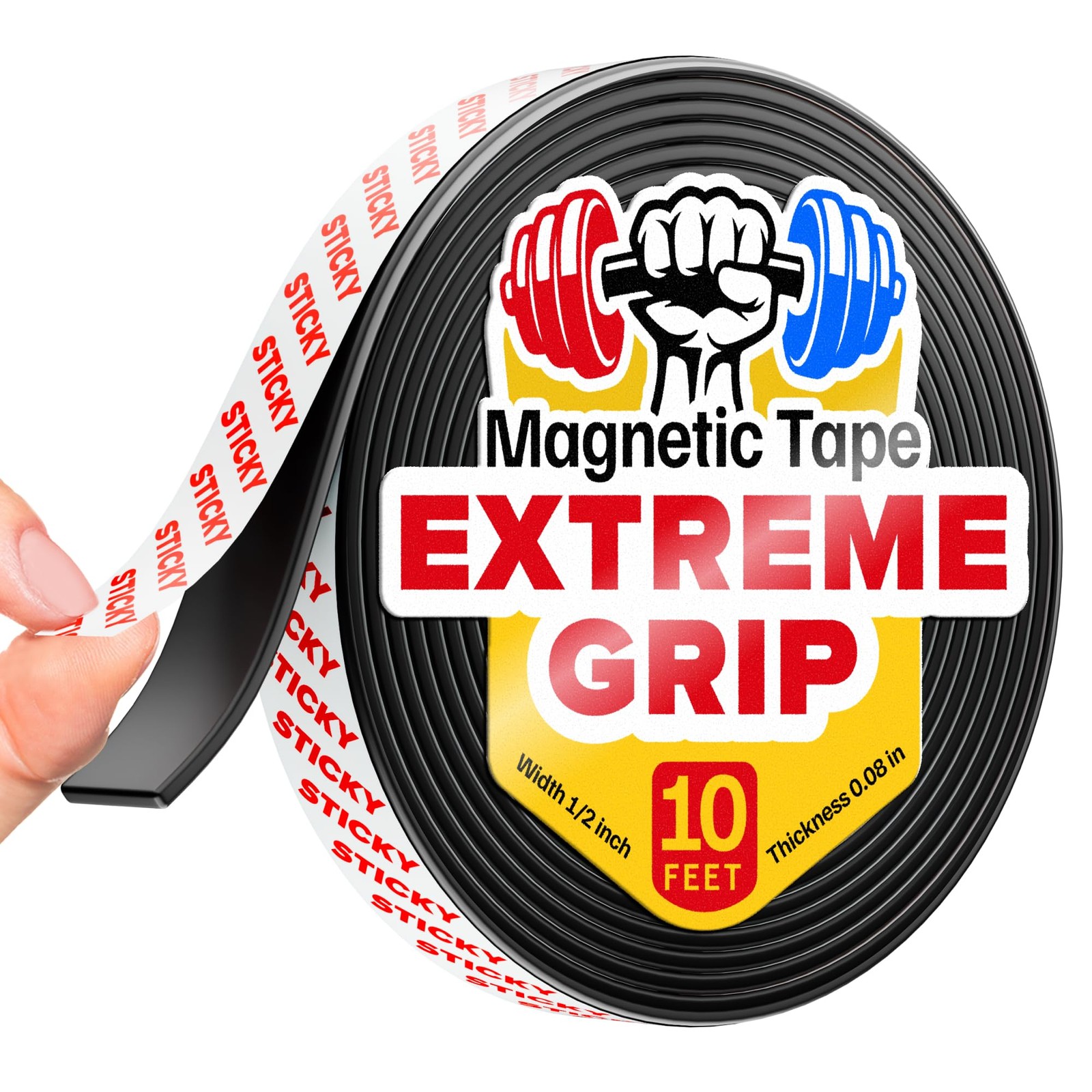 Super Sticky Magnetic Tape 10ft x 1/2in Strong Magnet Strip Adhesive NEW