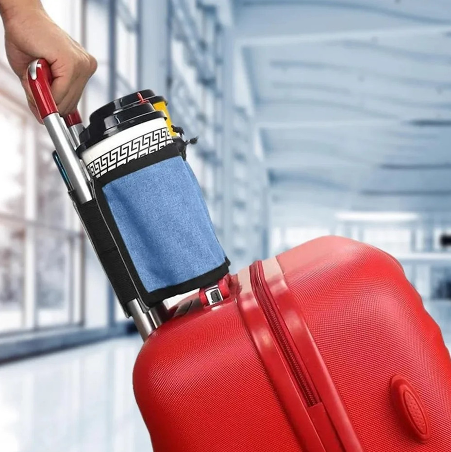 1 pc Travel Luggage Cup Holder Hands-Free Suitcase Drink Bag Attachment NEW