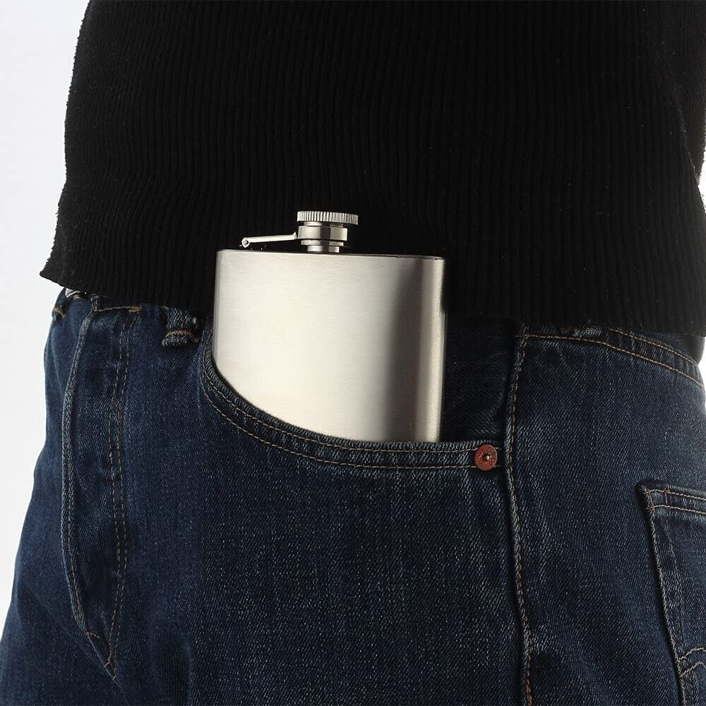 Mens Liquor Pocket Hip Flask Stainless Steel Whiskey Screw Cap Camping Flagon