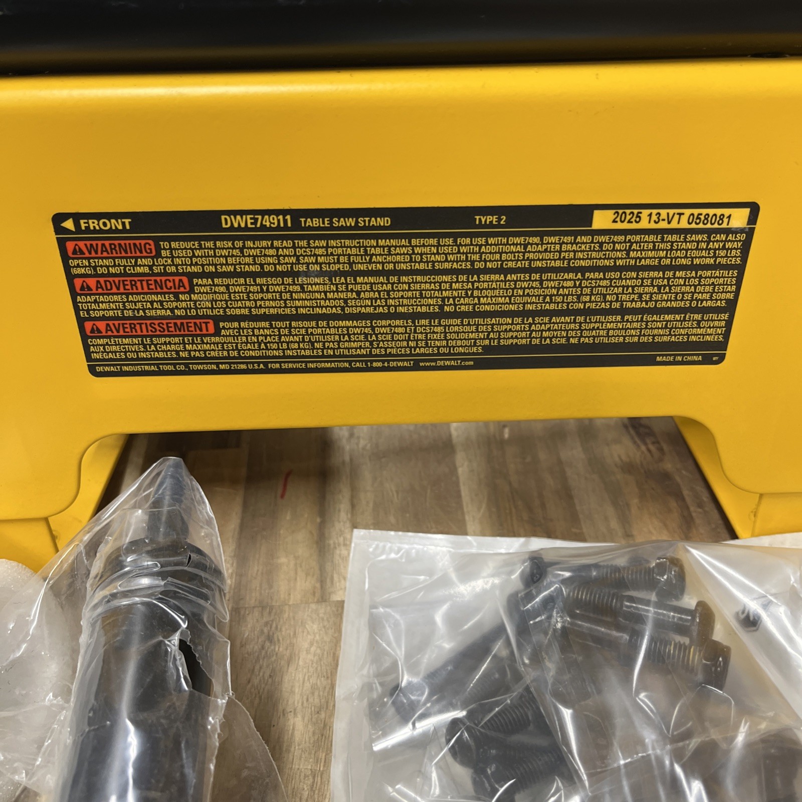 DEWALT DWE74911 31.5 lbs. Rolling Table Saw Stand With Used Wheels-P5-10